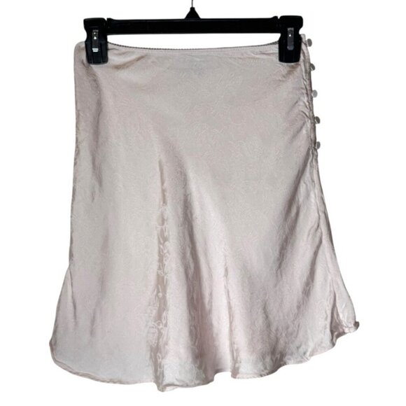 L'Academie Skirt Women XS Primrose Pink Satin Floral The Elsa Button Mini Slip - Picture 2 of 9